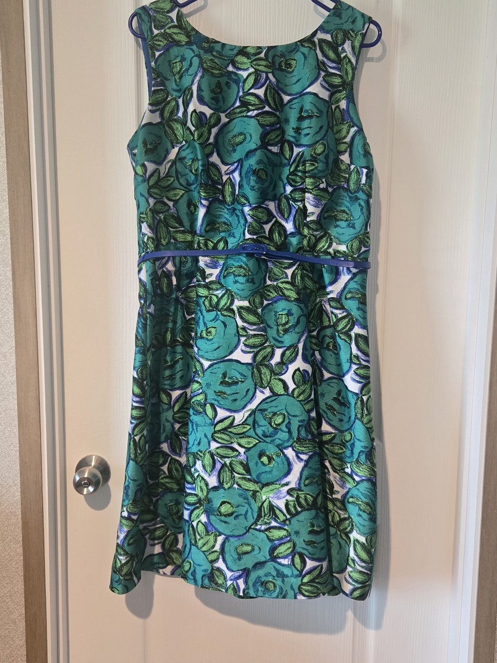 Liz Claiborne Teal and Green Floral Sleeveless Mini Dress